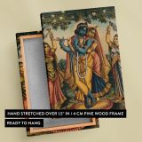 Radha Embraces Krishna - Forest Flute Scene with Attendants canvas wall art - Image 6