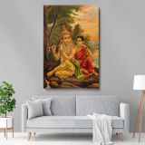 Radha Listening to Krishna - Peaceful Riverside Moment in Hindu Art canvas wall art - Image 5