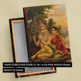Radha Listening to Krishna - Peaceful Riverside Moment in Hindu Art canvas wall art - Image 6