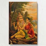 Radha Listening to Krishna - Peaceful Riverside Moment in Hindu Art canvas wall art - Image 7