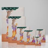 Radha Offering Lotus to Krishna - Devotional Tree Scene By Unknown Indian Artist canvas wall art - Image 4