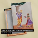 Radha Offering Lotus to Krishna - Devotional Tree Scene By Unknown Indian Artist canvas wall art - Image 6