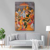 Rama Enthroned with Sita - Divine Court with Hanuman and Celestials canvas wall art - Image 5