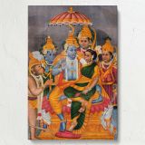 Rama Enthroned with Sita - Divine Court with Hanuman and Celestials canvas wall art - Image 7