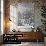 Rebuilding the Temple - Gustave Dore Biblical Laborers and Stones canvas wall art