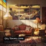 Reclining Figures at Sunset by Frederic Leighton — multi-panel canvas in a warmly lit lounge