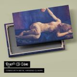 Reclining Nude on Blue Drapery by John Sloan - canvas rear frame and hanging hardware