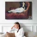 Reclining Woman on a Sofa by Edouard Manet - single-panel canvas displayed above a sofa