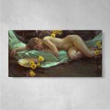 Reclining Woman with Flowers by Daniel Gerhartz — single-panel canvas on a pale wall