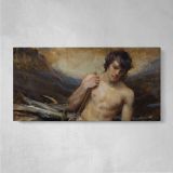 Reclining Woman with Flowing Fabric by Daniel Gerhartz — single-panel canvas on a pale wall