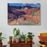 Red Canyon Landscape by John Sloan - single-panel canvas displayed above a console table