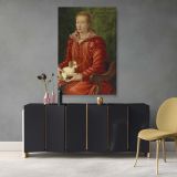 Renaissance Lady in Red - Woman with Lap Dog Portrait by Florentine Artist c.1575 canvas wall art - Image 4