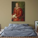 Renaissance Lady in Red - Woman with Lap Dog Portrait by Florentine Artist c.1575 canvas wall art - Image 5