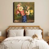 Renoir flower art print, famous Bouquet of Roses still life painting (1882) by Pierre-Auguste Renoir — room mockup view 17