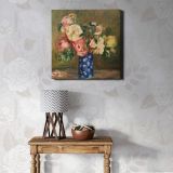 Renoir flower art print, famous Bouquet of Roses still life painting (1882) by Pierre-Auguste Renoir — room mockup view 1