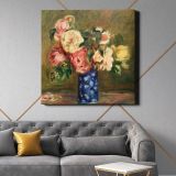 Renoir flower art print, famous Bouquet of Roses still life painting (1882) by Pierre-Auguste Renoir — room mockup view 21