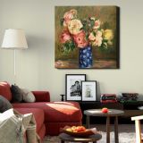 Renoir flower art print, famous Bouquet of Roses still life painting (1882) by Pierre-Auguste Renoir — room mockup view 22