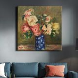 Renoir flower art print, famous Bouquet of Roses still life painting (1882) by Pierre-Auguste Renoir — room mockup view 3