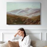 Riesengebirge (memories of the Riesengebirge ) by Caspar David Friedrich - single-panel canvas displayed above a sofa