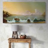 Rio de Janeiro Bay by Martin Johnson Heade — single-panel canvas above a console table