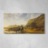 River Landscape with Cattle by Aelbert Cuyp — single-panel canvas on a pale wall