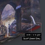 Riverfront beneath a Stone Bridge - canvas surface and wrapped edge detail