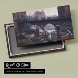 Riverfront beneath a Stone Bridge - canvas rear frame and hanging hardware