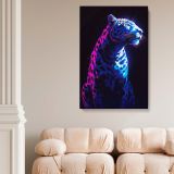 Roaring Neon Leopard - Glowing Animal Artwork in Bold Style canvas wall art - Image 2