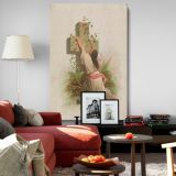 Rock of Ages - Prayerful Woman and Stone Cross in Ivy canvas wall art