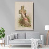 Rock of Ages - Prayerful Woman and Stone Cross in Ivy canvas wall art - Image 5