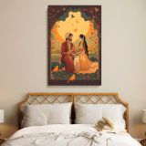 Romantic Indian Couple - Mughal Miniature Pichwai Style Art Reimagined as Wall Print
