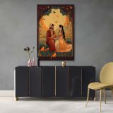 Romantic Indian Couple - Mughal Miniature Pichwai Style Art Reimagined as Wall Print - Image 4