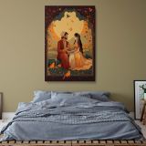 Romantic Indian Couple - Mughal Miniature Pichwai Style Art Reimagined as Wall Print - Image 5