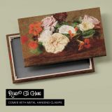 Roses and Nasturtiums in a Vase by Henri Fantin-latour - canvas rear frame and hanging hardware