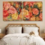 Roses by Pierre-Auguste Renoir — single-panel canvas in a bedroom