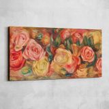 Roses by Pierre-Auguste Renoir — single-panel canvas shown on a pale studio wall