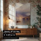 Rowboat on Hudson River by Colman - Sailboats and Clouded Sky Reflections canvas wall art