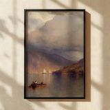 Rowboat on Hudson River by Colman - Sailboats and Clouded Sky Reflections canvas wall art - Image 2