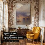 Rowboat on Hudson River by Colman - Sailboats and Clouded Sky Reflections canvas wall art - Image 3