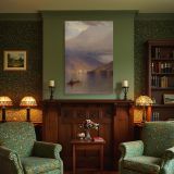 Rowboat on Hudson River by Colman - Sailboats and Clouded Sky Reflections canvas wall art - Image 4