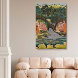 Royal Women Across Stream - Mughal Indian Miniature Scene by Muhammad Faqirullah Khan canvas wall art - Image 2