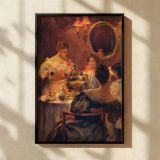 Russian Tea by Irving Ramsey Wiles - Soft Gowns and Golden Interior Glow canvas wall art - Image 2