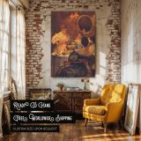 Russian Tea by Irving Ramsey Wiles - Soft Gowns and Golden Interior Glow canvas wall art - Image 3