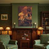Russian Tea by Irving Ramsey Wiles - Soft Gowns and Golden Interior Glow canvas wall art - Image 4