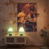 Russian Tea by Irving Ramsey Wiles - Soft Gowns and Golden Interior Glow canvas wall art - Image 5