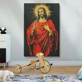 Sacred Heart of Jesus - Red and Gold Spiritual Symbolism canvas wall art - Image 2