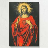 Sacred Heart of Jesus - Red and Gold Spiritual Symbolism canvas wall art - Image 7