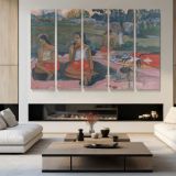 Sacred Spring, Sweet Dreams (nave Nave Moe) by Paul Gauguin - multi-panel canvas displayed in a modern living room