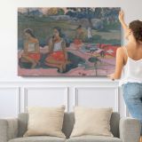 Sacred Spring, Sweet Dreams (nave Nave Moe) by Paul Gauguin - single-panel canvas shown with a person for scale