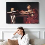 Saint Jerome by Caravaggio - single-panel canvas displayed above a sofa